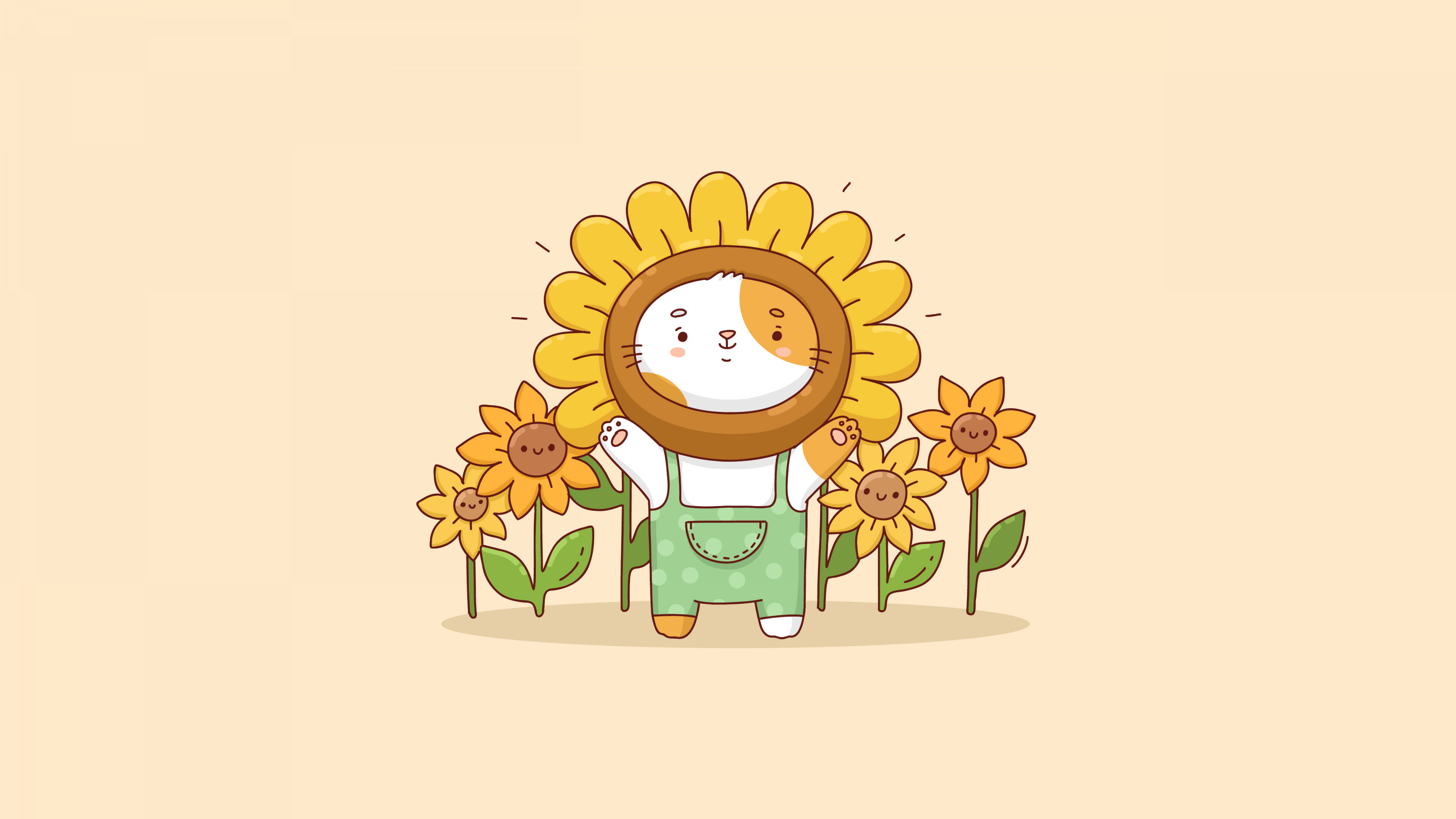 Kawaii sunflowers Wallpaper