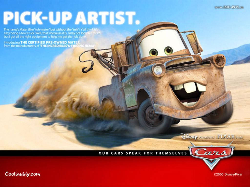 Amazing Classic Pick-Up Mater from Cars movie in Action Desktop Background