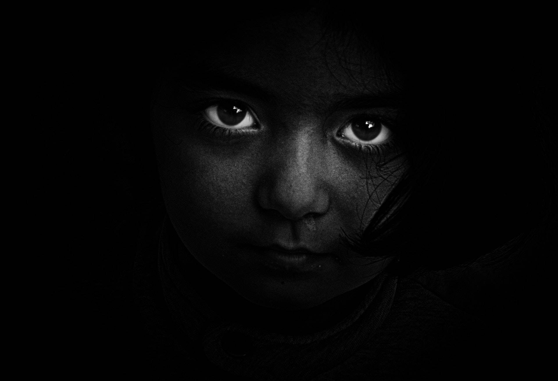 Artistic Mysterious Girl in Black and White on Computer Screen Digital Art