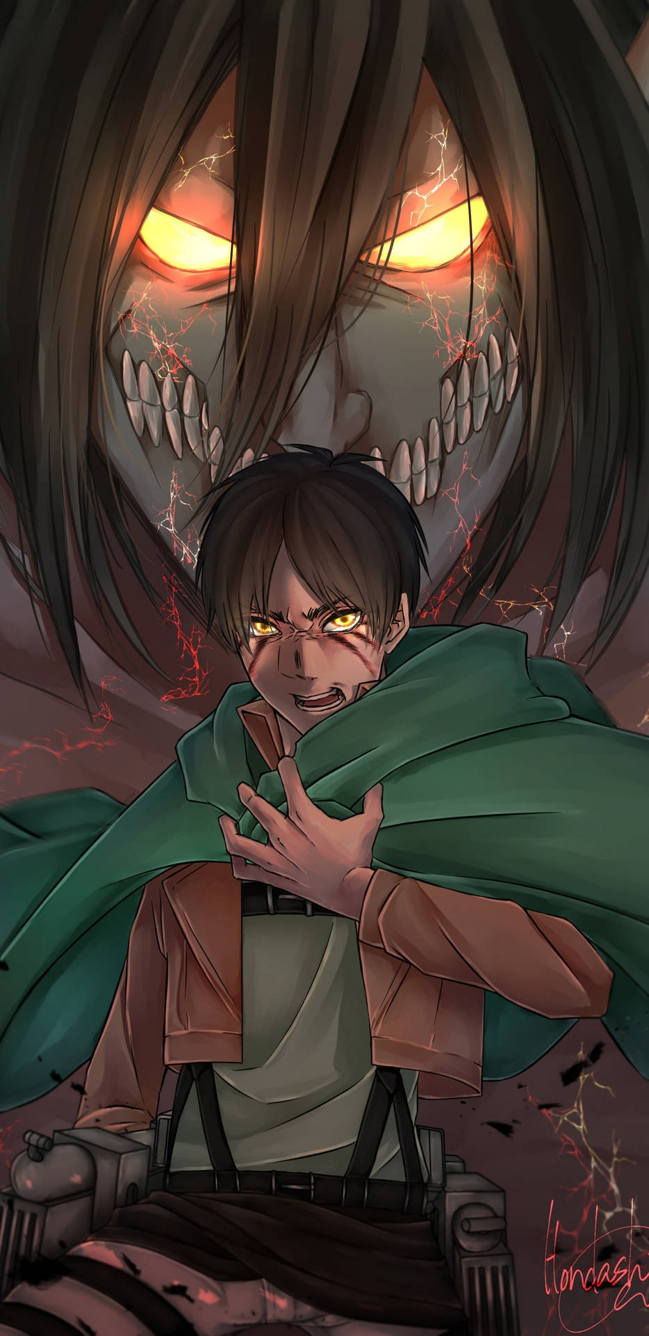 Attack On Titan Titan Eren With Glowing Eyes