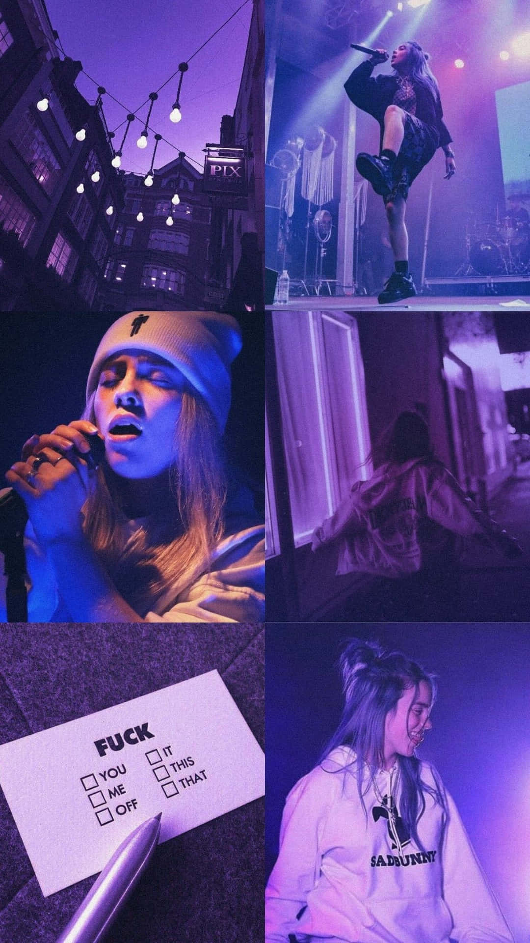 Breathtaking Billie Eilish Purple Tumblr Collage Background