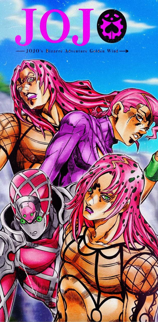 Breathtaking Pink Hair Characters Jojo iPhone Background Image
