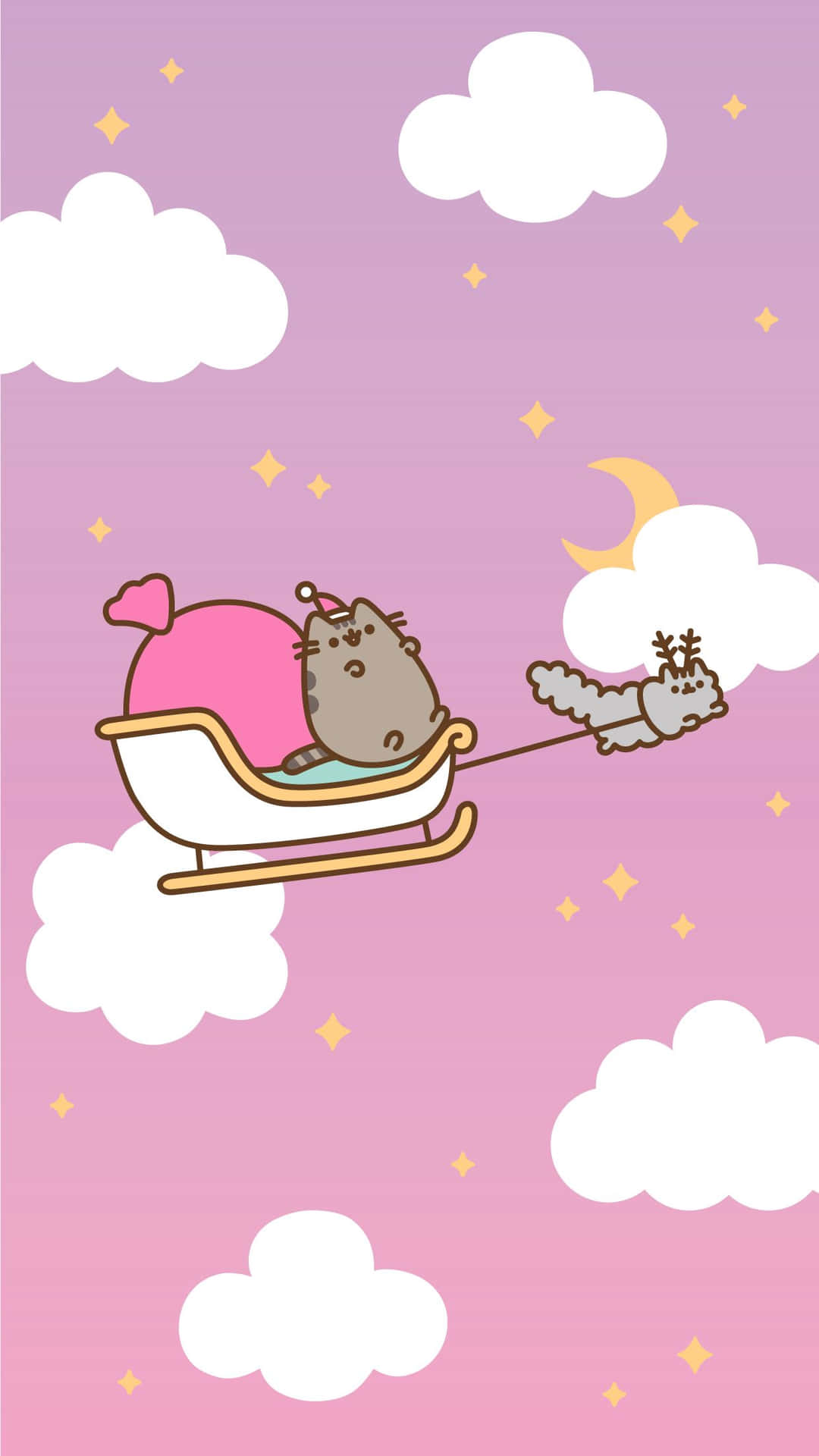 Breathtaking Pusheen Kawaii As Santa Claus Background