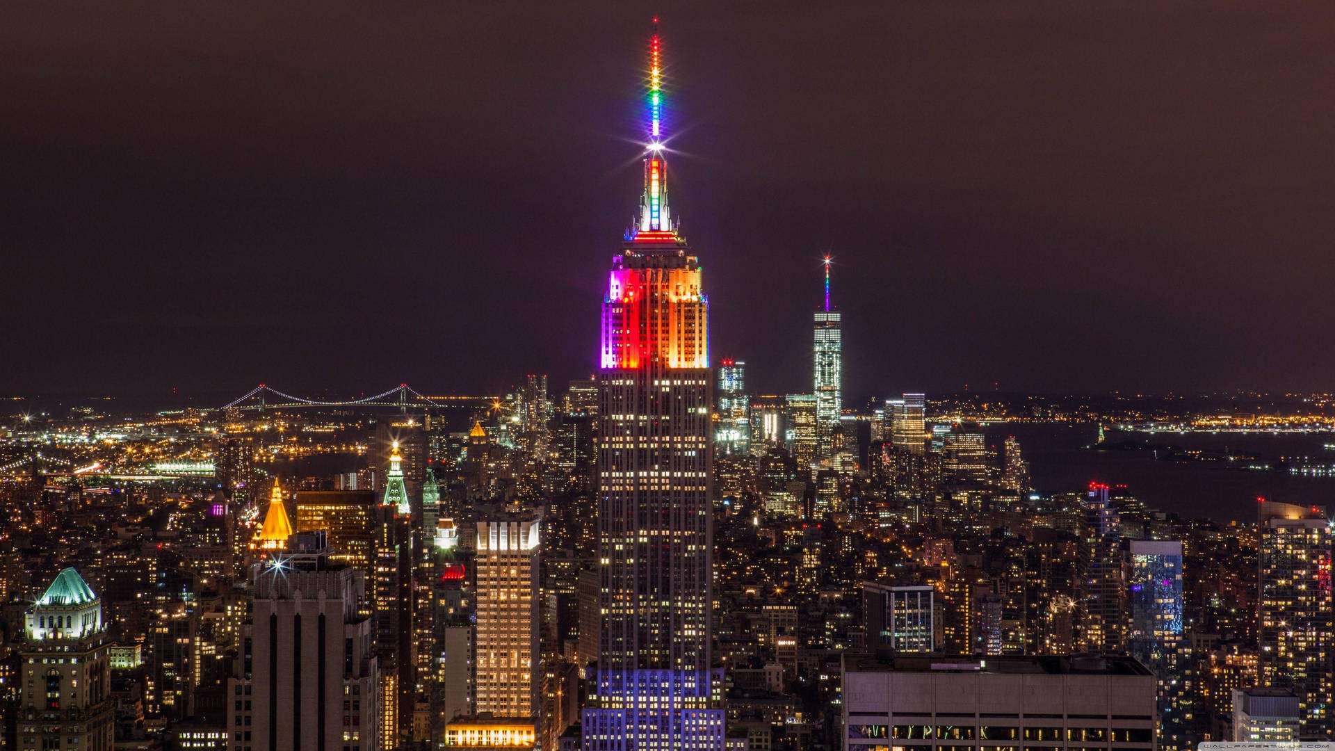 Breathtaking Rainbow Empire State New York Computer HD Wallpaper