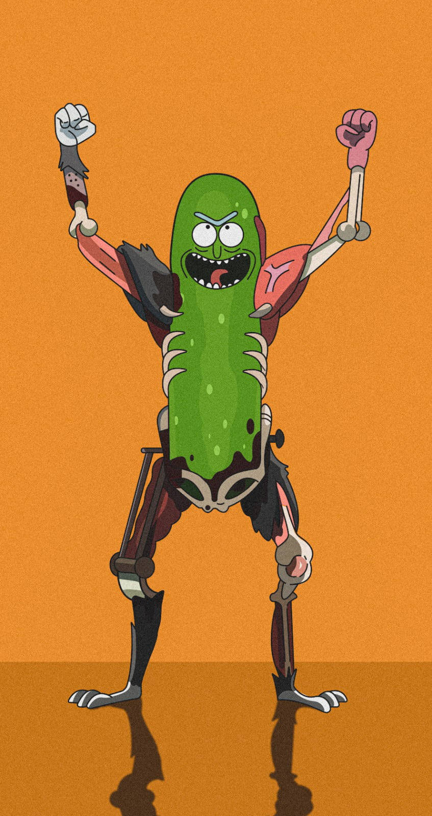 Classic Pickle Rick Orange Desktop Background