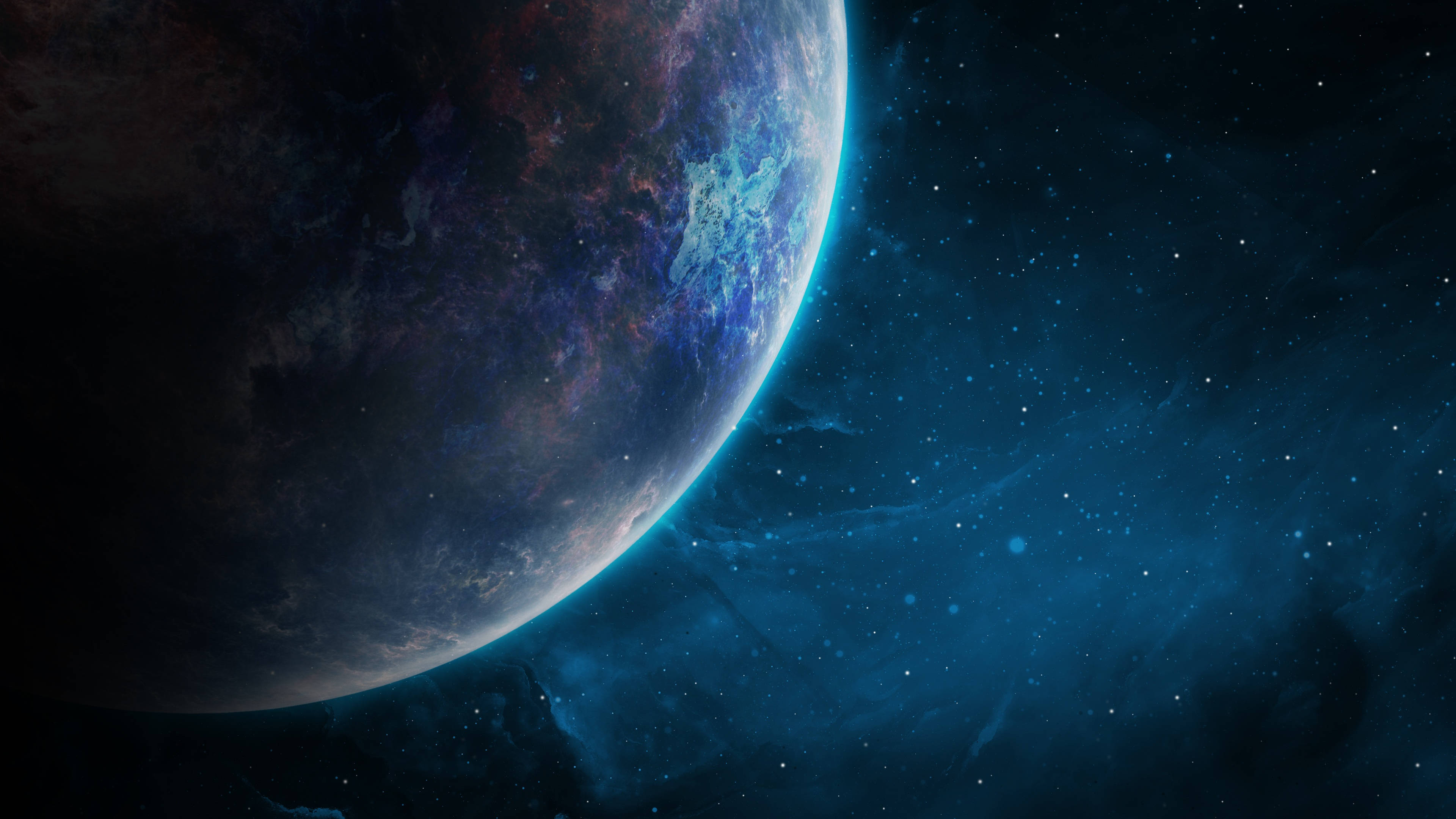 Classic Planet and starry Colorful Galaxy Desktop Background