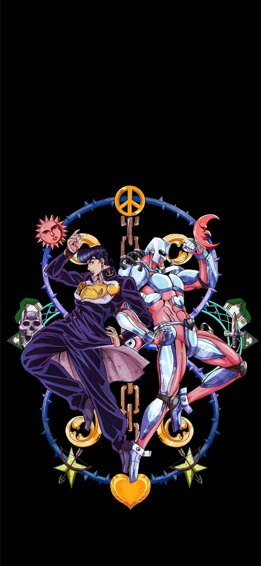 Dynamic Jotaro And Killer Queen Jojo iPhone Screen Background