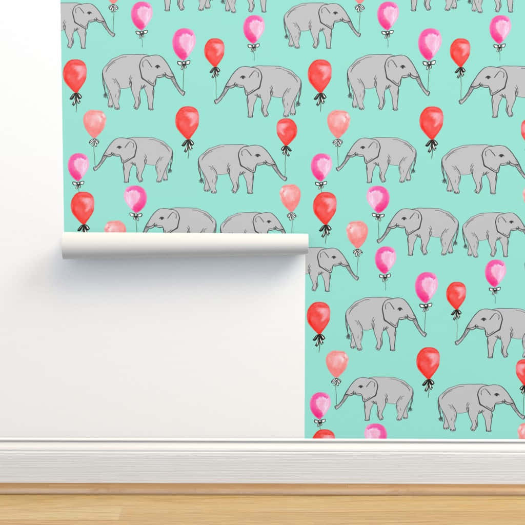 Elegant Cute Elephant Balloon Pattern Print Background Image