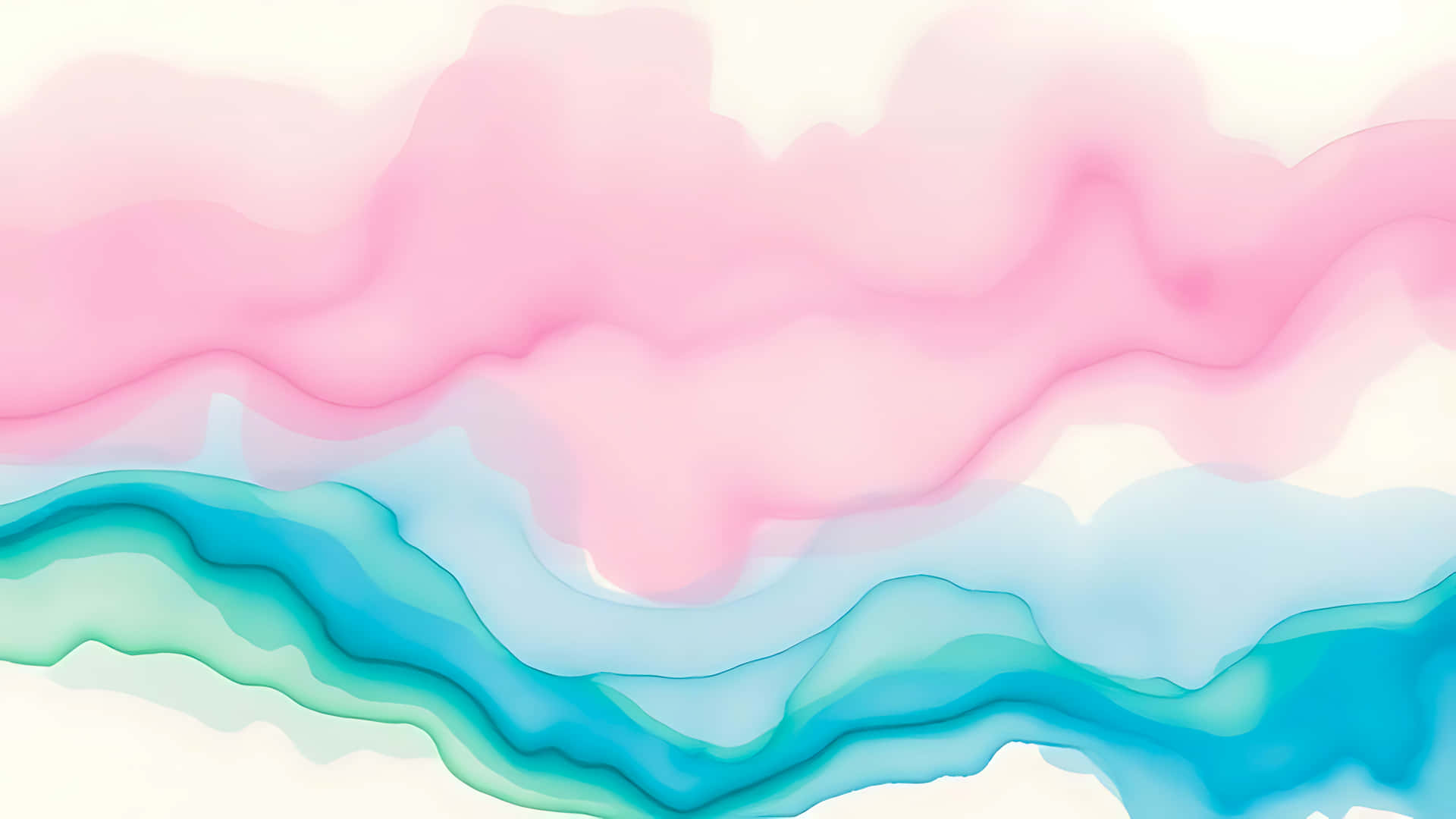 Exclusive Abstract Watercolor Painting Featuring Pink, Blue, And Green Flowing Colors Background