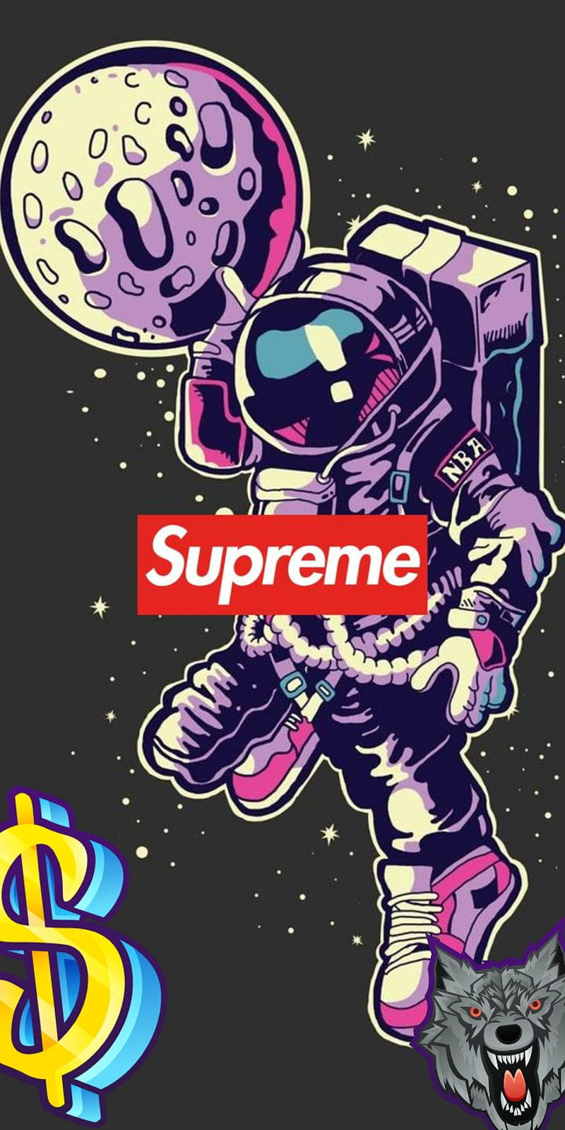 Exclusive Caption: Supreme Superior Logo in Cosmic Background Background