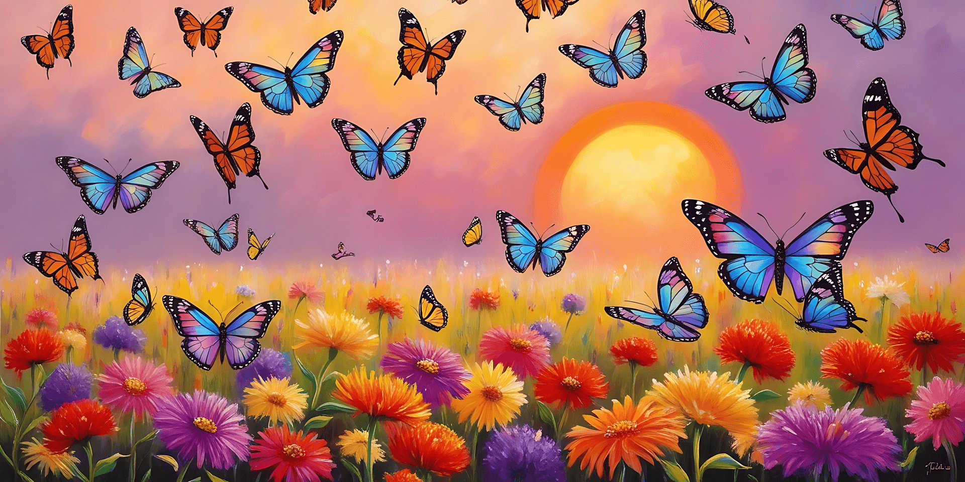 Gorgeous Butterflies Flying Over Flowers HD Wallpaper