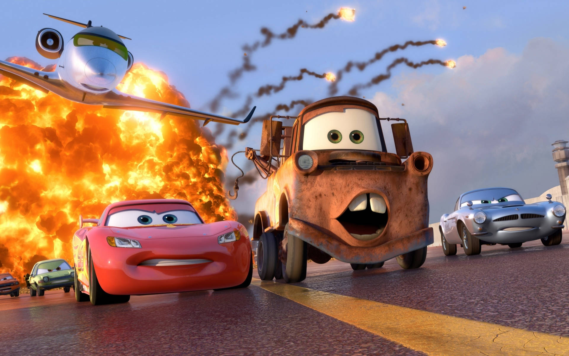 Premium Explosion Scene Cars 2 HD Wallpaper
