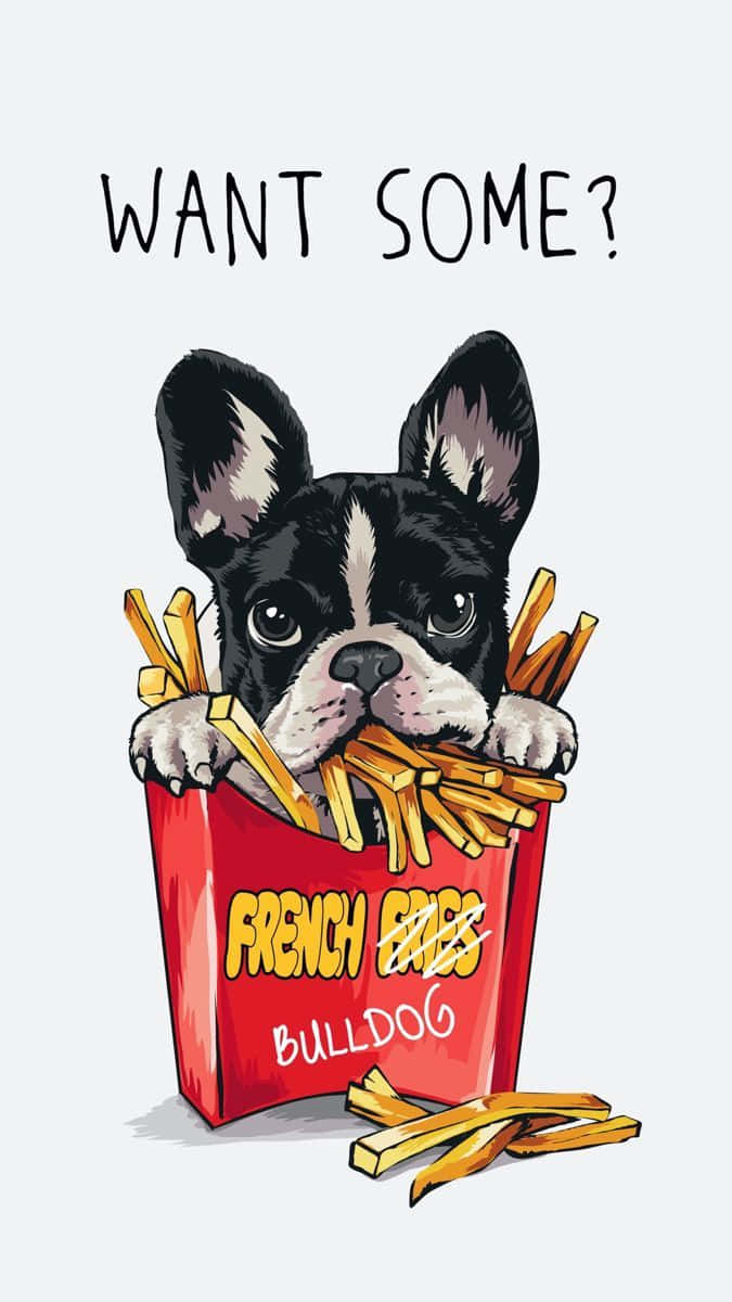 Spectacular French Bulldog French Fries Vector Art Slogan HD Wallpaper