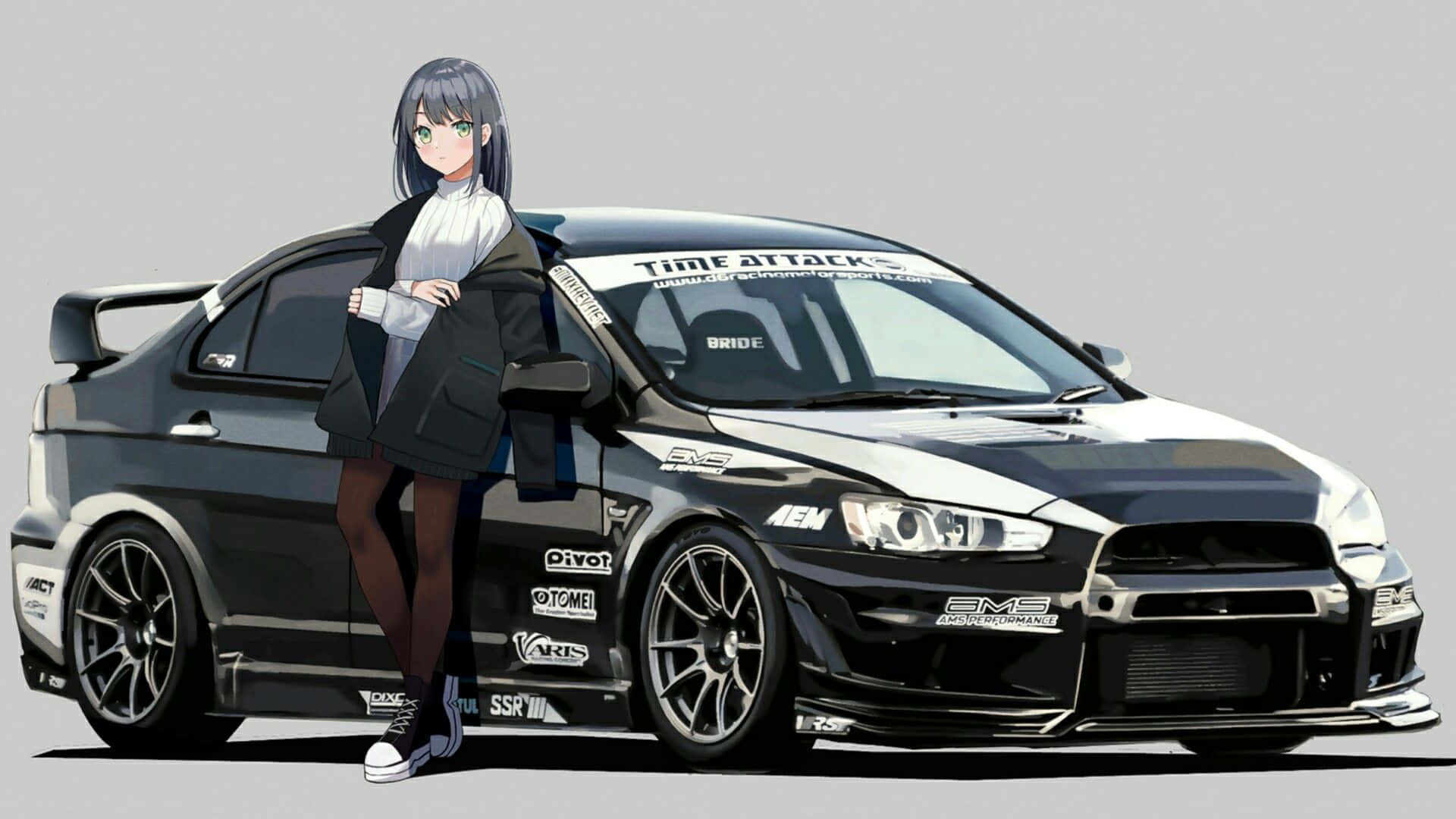 Spectacular Mitsubishi Lancer Evolution JDM Anime Girl Wallpaper