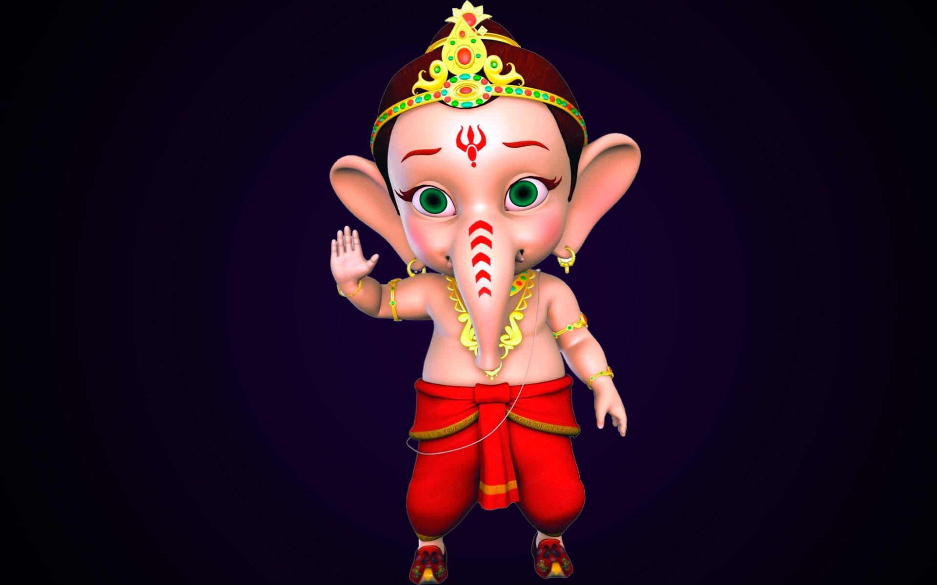 Stunning Red Baby Ganesh Desktop Background