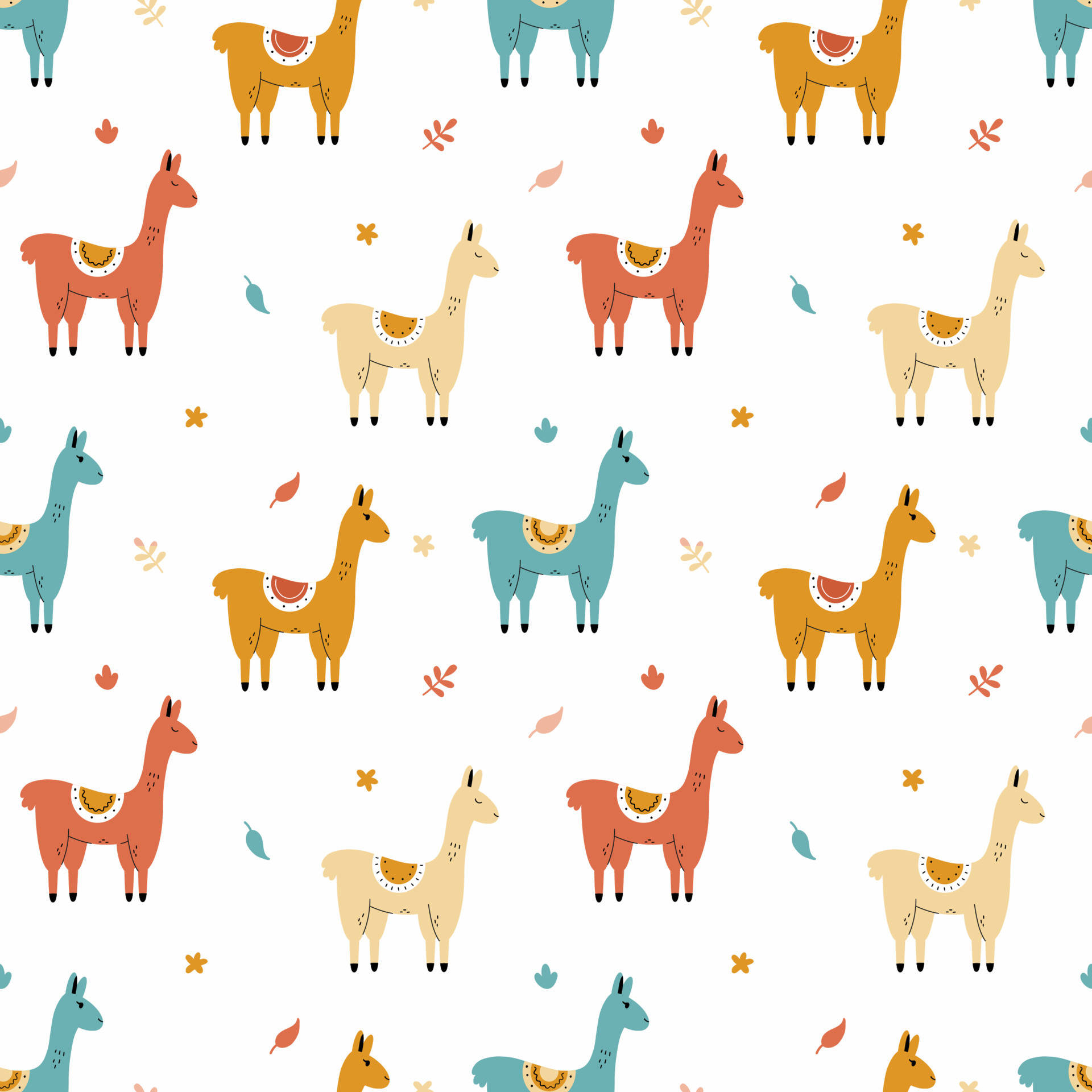 Stylish Colorful Llamas Vector Background Image
