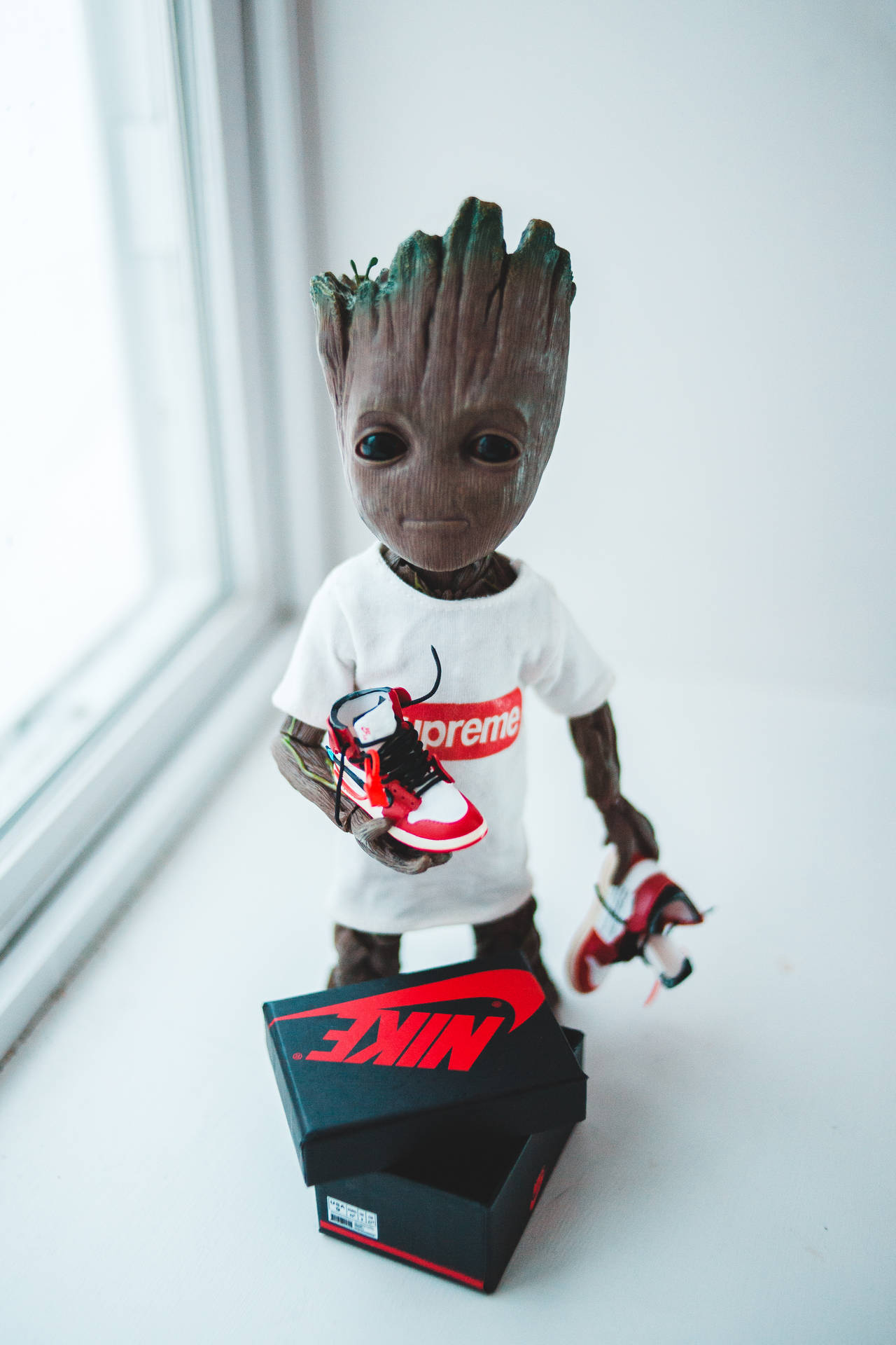 Unique Superior Groot With Supreme And Nike Wallpaper