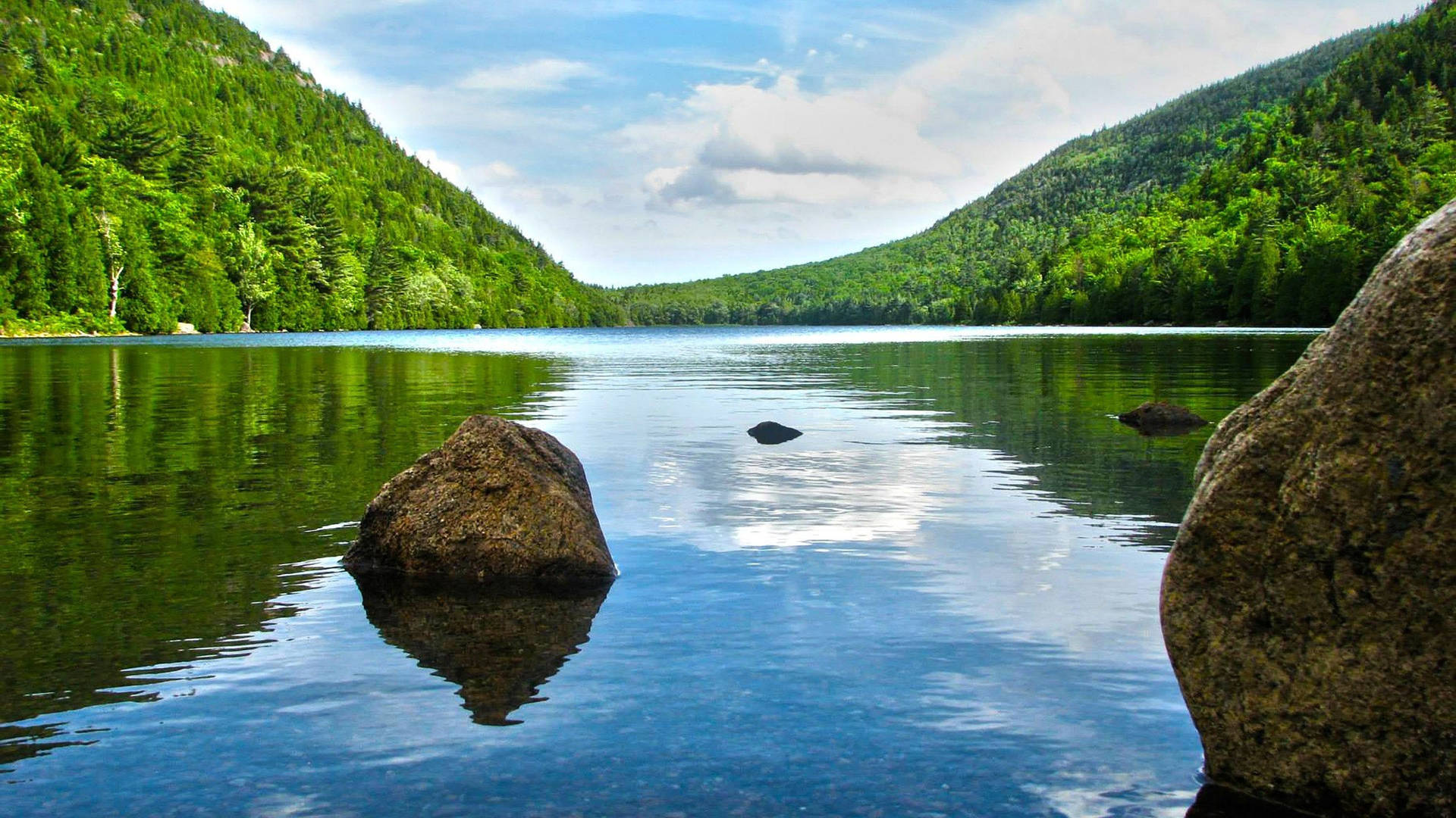 Vibrant Captivating view of Bubble Pond in Acadia National Park Digital Art