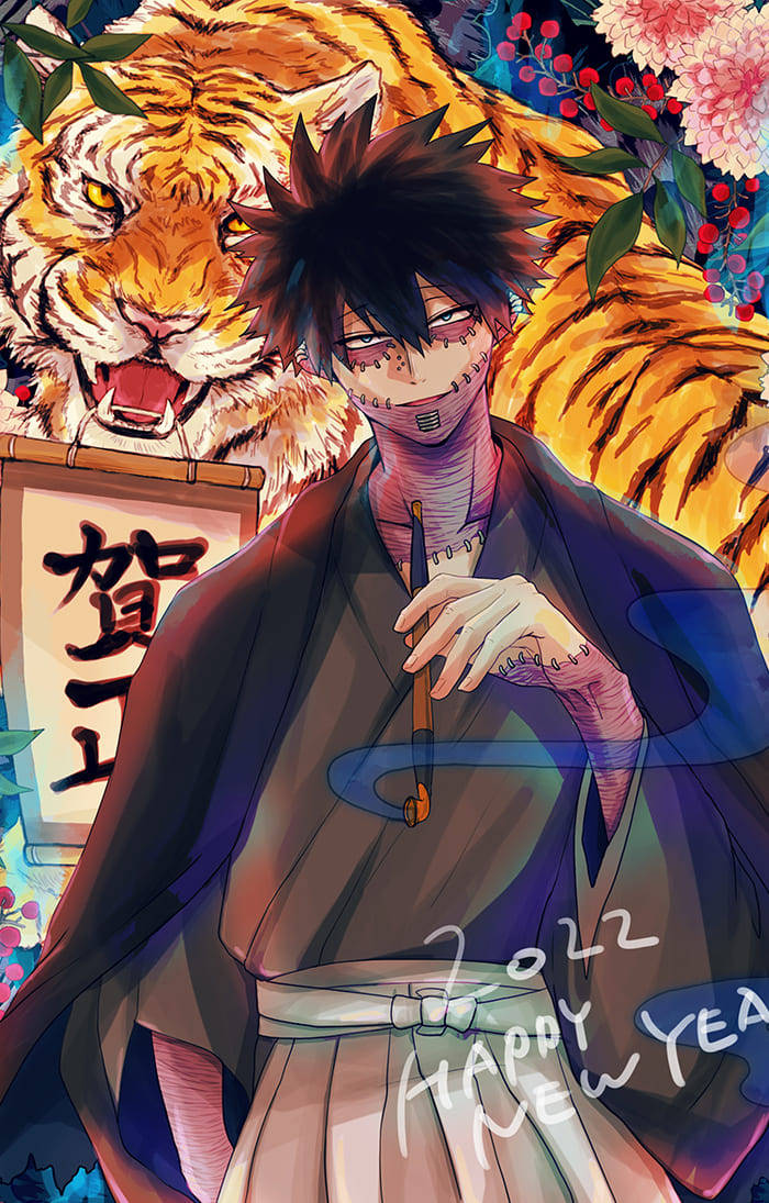 Vibrant Cute Dabi With Tiger Desktop Background